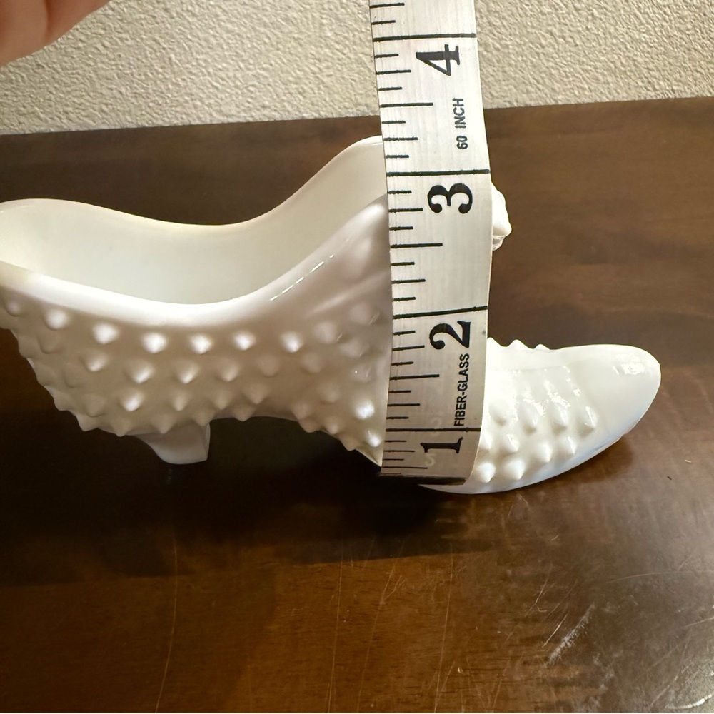 Antique White Hobnail Vase and Shoe Figurine Set - Picture 6 of 9